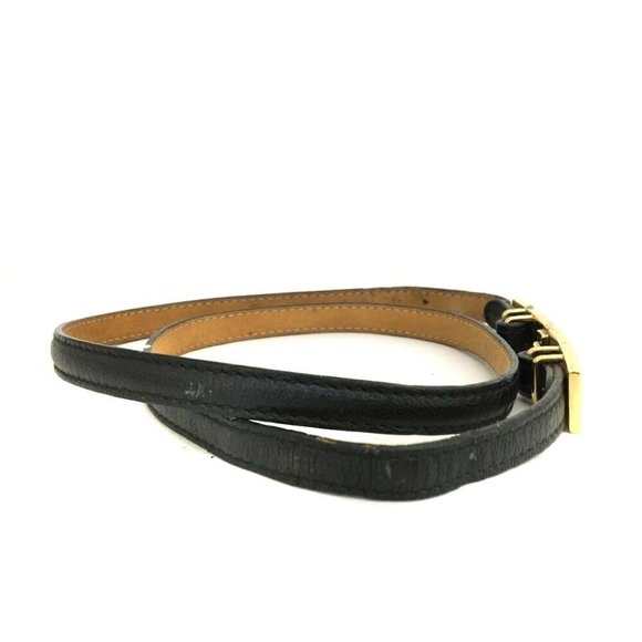 Gucci Black Leather Skinny Belt with Gold Clasp - Picture 5 of 6